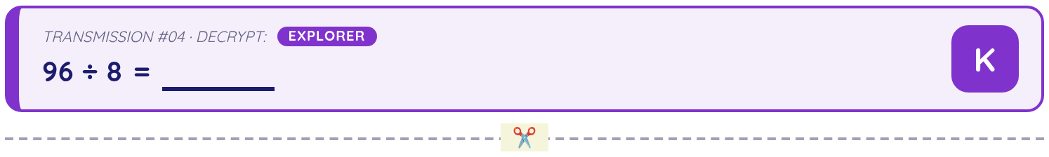 A second transmission strip with a harder age-matched math problem.